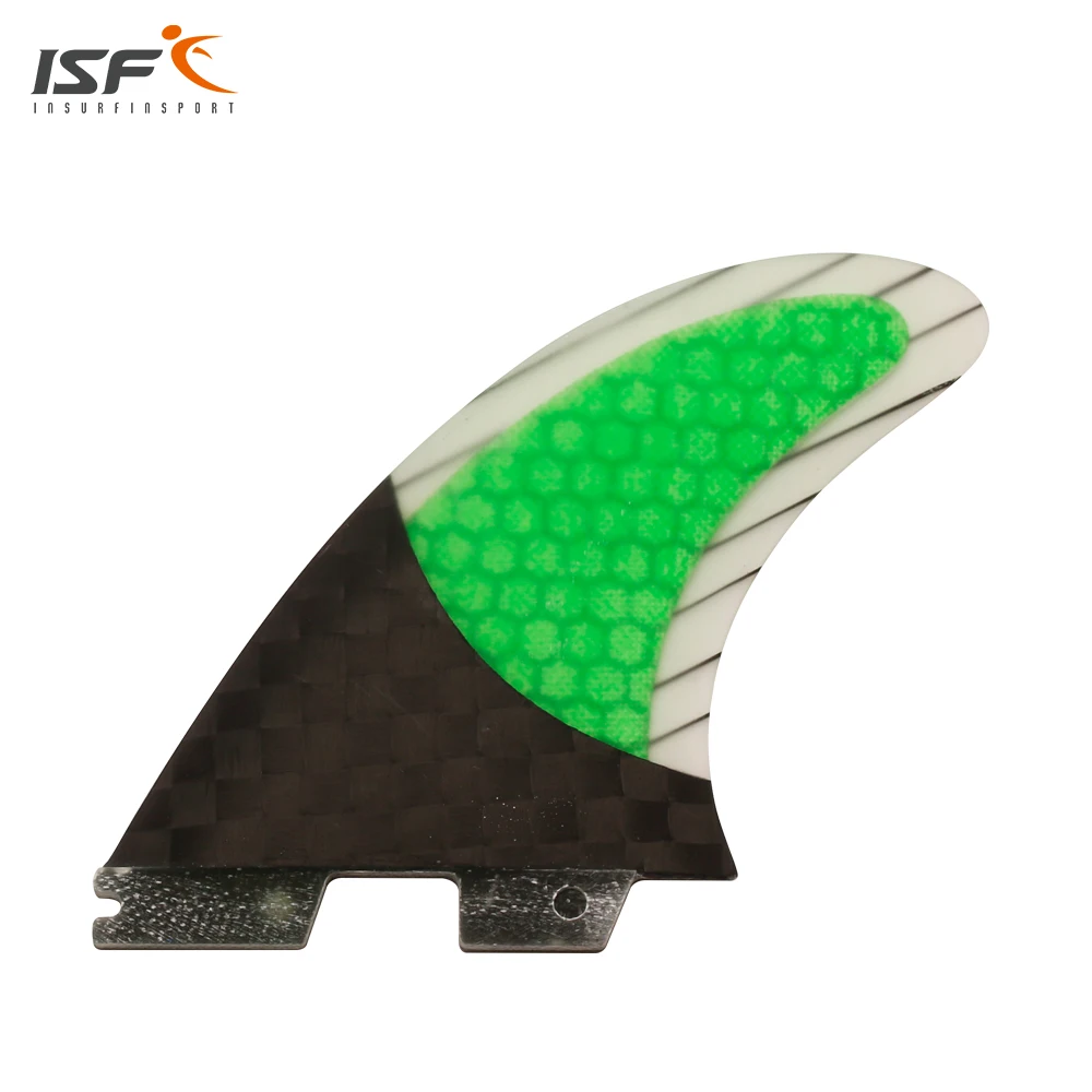 

New carbon fiber honeycomb fcs ii fins green surfboard fins quilhas fcs surf thruster fin set pranchas de surf fcs 2 fins G7