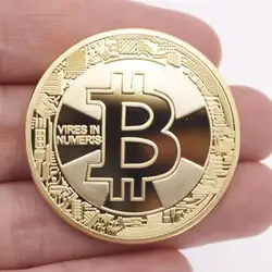 1 шт. Позолоченные физические Bitcoins Бит монета BTC с чехлом подарок физический металл Античная имитация монета Биткоин книги по искусству