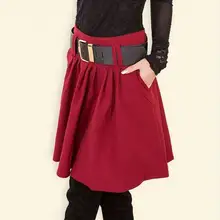 Стиль Большие размеры черная юбка осень-зима Для женщин юбка Модные женские Высокая талия юбка-трапеция Slim fit юбки Для женщин s