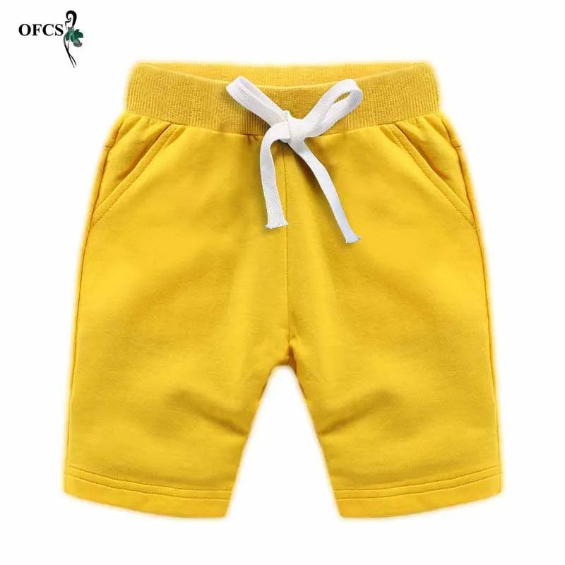 Летние детские шорты; хлопковые брюки для мальчиков и девочек; пляжные свободные шорты; трусы для малышей; Детские пляжные спортивные штаны; одежда для малышей; От 2 до 12 лет - Цвет: Yellow
