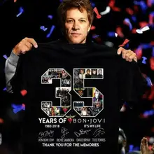 35 лет Bon Jovi Thank you for the memories-футболка на 35-летие Хлопковая мужская Футболка с рукавами для мальчиков футболка