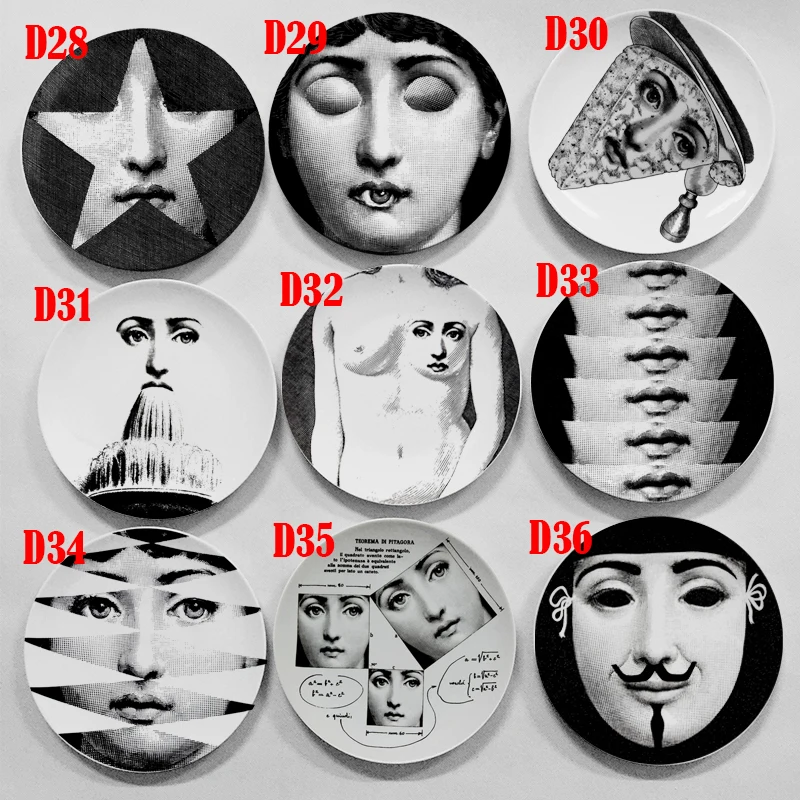 7/8 дюйм(ов) Модные Стиль Италия дизайнер Fornasetti пластины декоративные подвесные тарелки домашний декор Милан Европейский великолепный