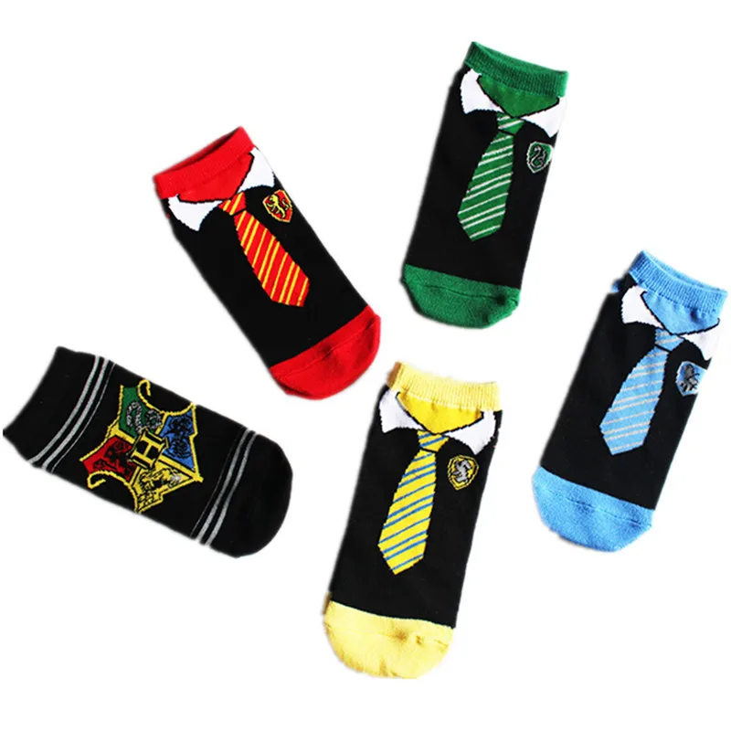 

Cute Unisex Knitted No Show Invisible Socks Hogwarts Gryffindor Tie Patten Cotton Couple Sox Summer Adults Breathable Boat Sock