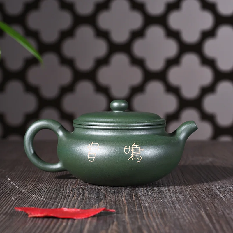 Знаменитый чайник Чистая ручная НЕОБРАБОТАННАЯ руда зеленая грязь поддельный что-то античный горшок живопись кунгфу онлайн чайный горшок чайный сервиз оптом