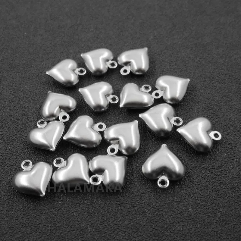 Silver Tone Stainless Steel Hollow Love Heart Charm Pendant, DIY