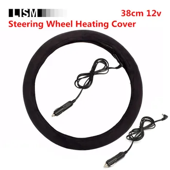 

HOT! 38cm 15" 12V Auto Car Electric Heated Steering Wheel Covers Warmer Winter LW Heating Universal Steering Covers Lighter Plug