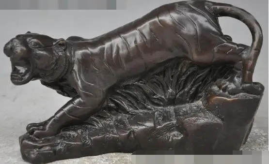 

S01592 7"chinese fengshui bronze Ferocious evil zodiac year animal tiger success statue (B0413)