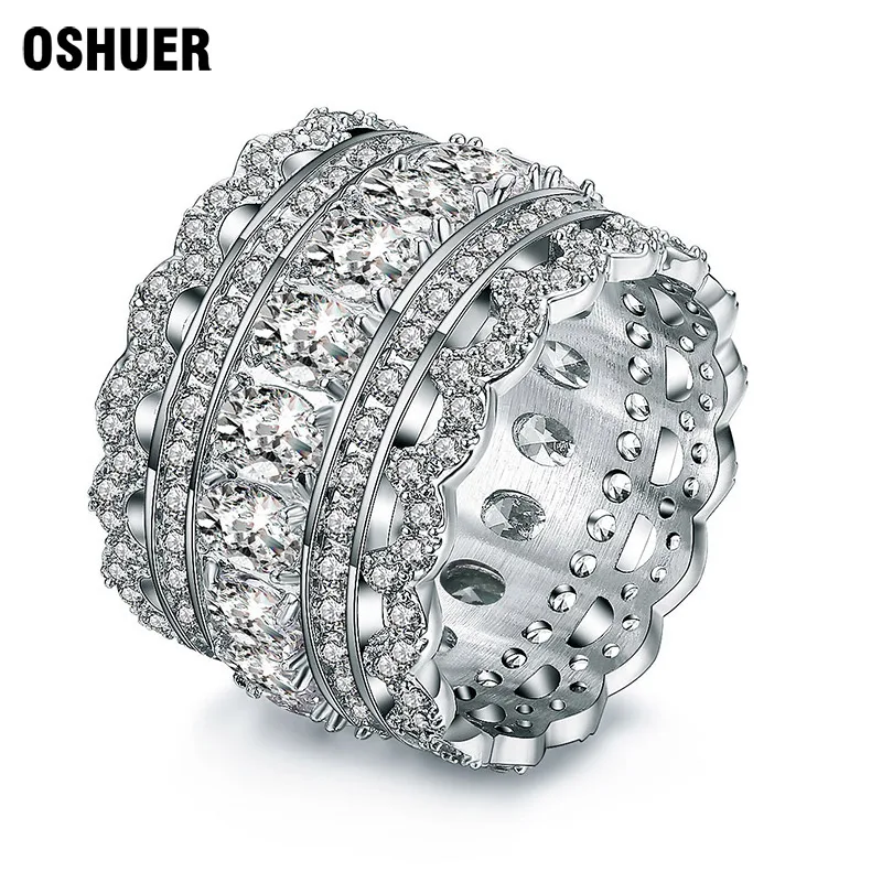 OSHUER Brand New Fashion Crystal Zircon Rings For Women Luxury Female Wedding Party Jewelry Lady Girl Gift | Украшения и