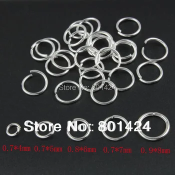 

Free Shipping 1000pcs 87-16 4/5/6/7/8mm mix size Silver-Plated Open Jump Rings split rings accessories for jewelry