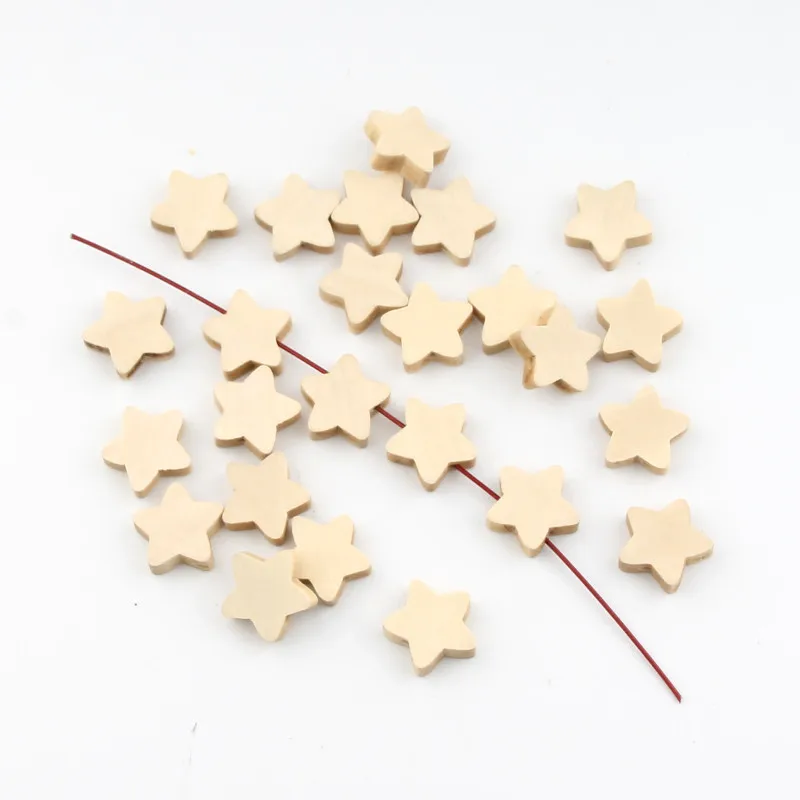 30pcs Unfinished Natural Wooden Star Spacer Beading Beads 19mm for Baby Teethers DIY Crafts Kids Toys& Pacifier Clip Wood Bead