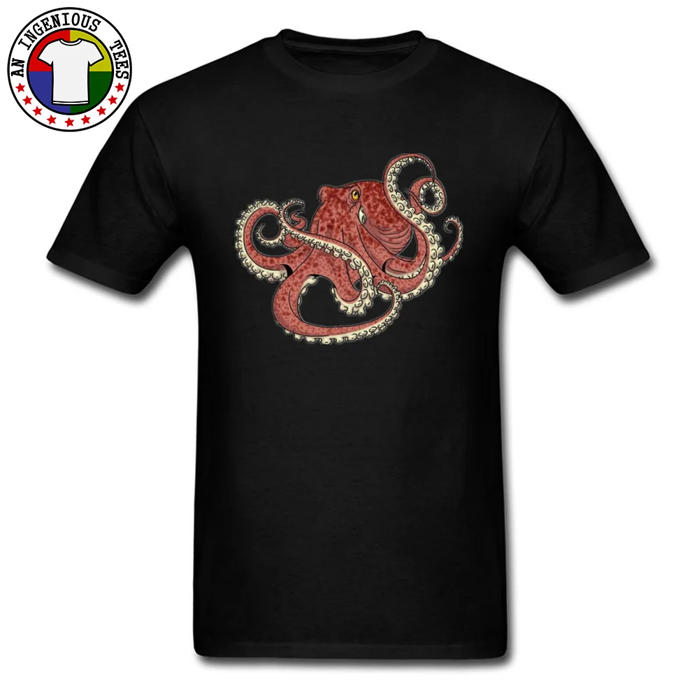ComicsCasual Short Sleeve Tops Shirt Summer Oversized O Neck All Cotton Tops T Shirt Mens T Shirts Tentacle  Drop Shipping Tentacle black