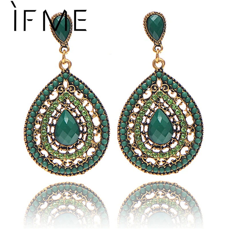

IF ME Vintage Bohemian beads heart pendant drop earrings for women Female fashion Wedding party Charm jewelry Christmas gifts