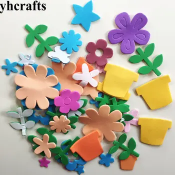 

1bag/LOT.Foam flower pots foam stickers Early educational toys.Kindergarten crafty toy Color animal learning self DIY cheap