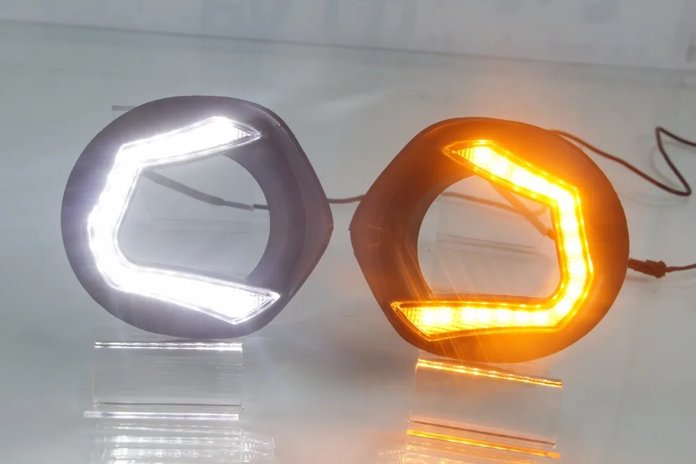 

eOsuns led drl daytime running light for Honda WRV with yellow turn signal and wireless control