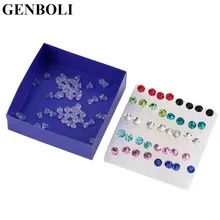 NewHot Selling 20 Pairs/Set 5mm Mixed color Crystal Ear Studs Earrings Big Sale! colorful top quality