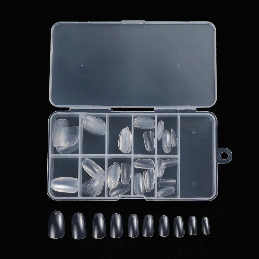 

100pcs/set Short Round Head False Nail Tips 10 Sizes Fake Nails Set False Nails Full Cover Short Acrylic Nails Art Tools Display