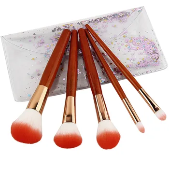 

Newest 5 Pcs Makeup Brushes Imitation Mahogany Handle Makeup Brushes Eye Shadow Blush Make up Brush Set pinceaux maquillage