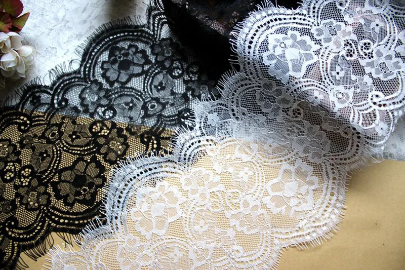 3 м/лот 16,5 см ширина черно-белая кружевная ткань отделка свадебное украшение швейная аппликация ресницы кружевная лента