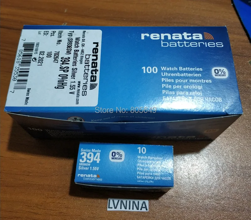 

100Xrenata Silver Oxide Watch Battery 394 SR936SW 936 1.55V 100% original brand renata 394 renata936 battery