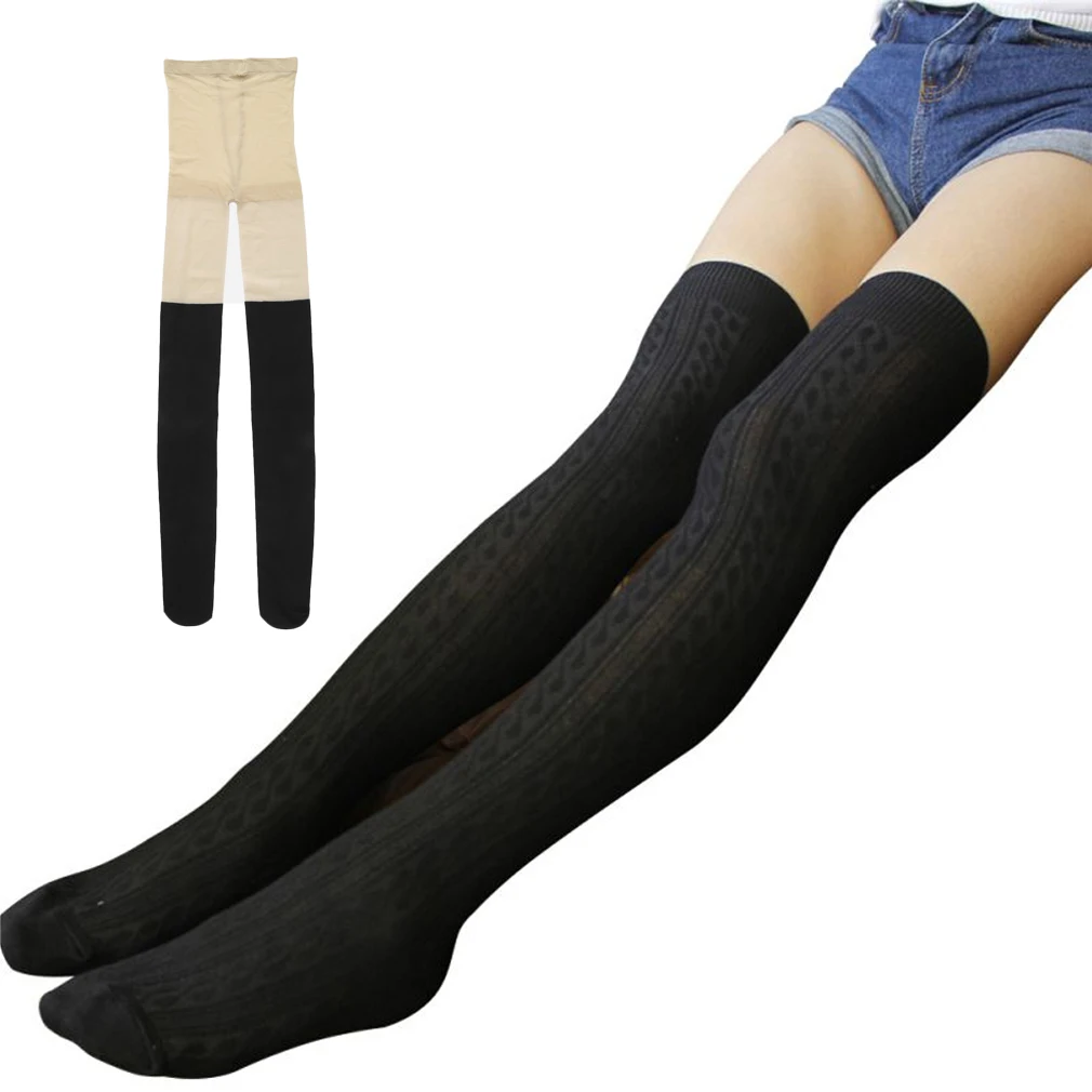 

Spring Resilient Soft Ladies Vintage Path Work Black Long Socks Women Sexy Socks High Street Sheer Hose Pantyhose