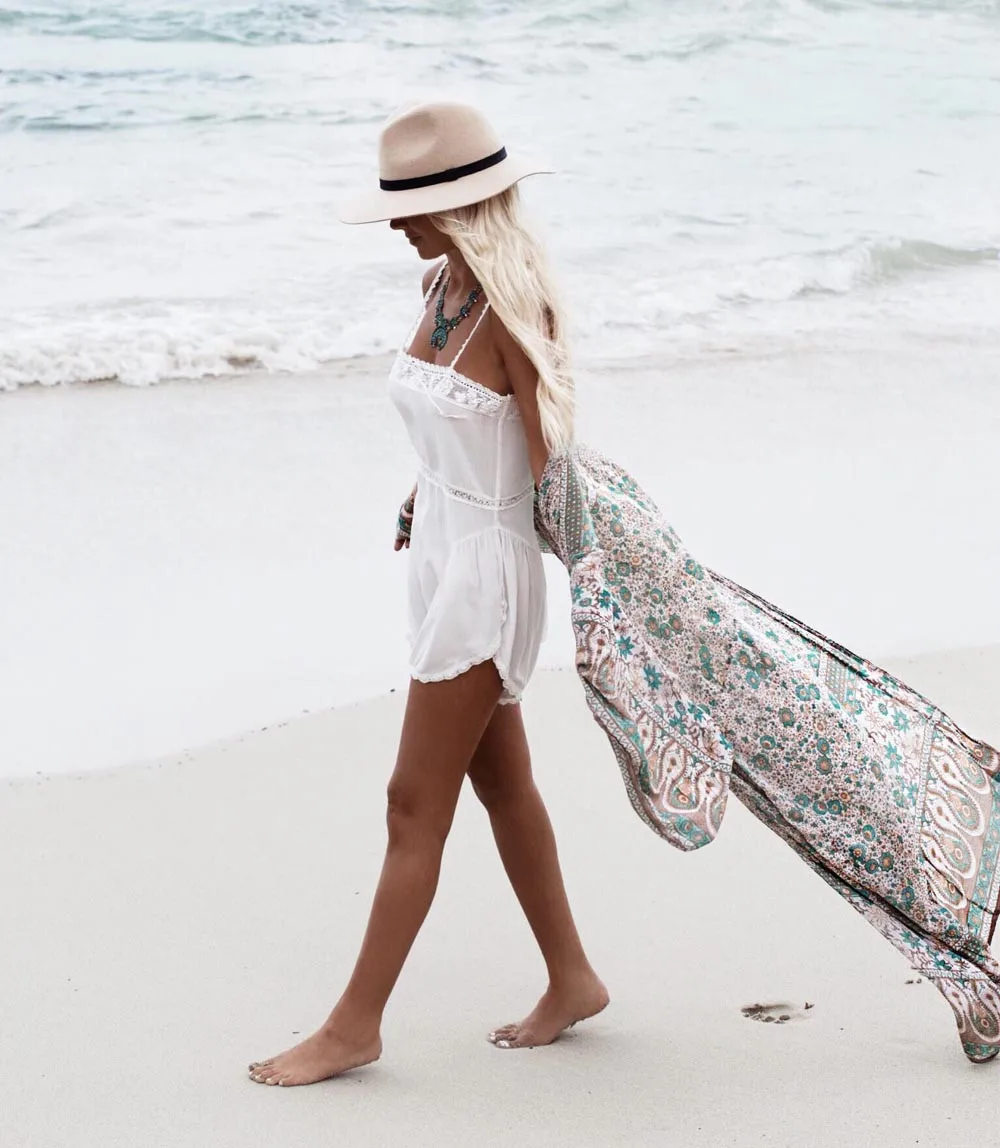 Vintage Kimono Cardigan Women Long Sleeve Floral Print Chiffon Loose Shawl Tops Cover up Blouse Blusas feminina