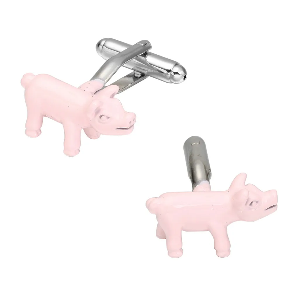 Дисплей коробка запонки Классические запонки для животных Розовые Свиньи дизайнерские запонки персонализированные запонки для мужчин бирка и протирать ткань
