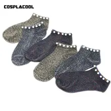 [COSPLACOOL] блестящие сетчатые женские носки модные шелковые носки блестящая жемчужина Harajuku мягкие женские забавные носки прозрачные эластичные Чулочные изделия