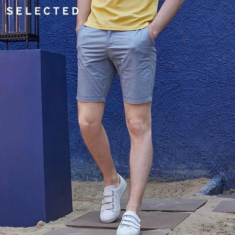 SELECTED Men's Summer Slight Stretch Cotton Pure Color Straight Fit Shorts S|4192SH520 | Мужская одежда