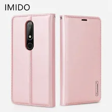 

Hanman magnetic luxury Genuine leather Wallet flip phone case For Nokia X6 2.1 3.1 5.1 6.1 8Sirocco with phone holder function