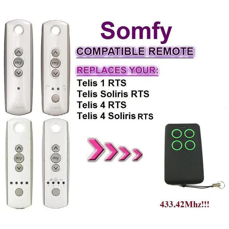 

1pcs For Somfy Telis 1 RTS, Somfy Telis 4 Soliris RTS rolling code transmitter remote free shipping