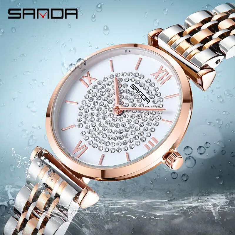 Bright Crystal циферблат женское платье часы роскоши алмаза модные женские наручные часы Нержавеющая сталь Водонепроницаемый Часы montre femme