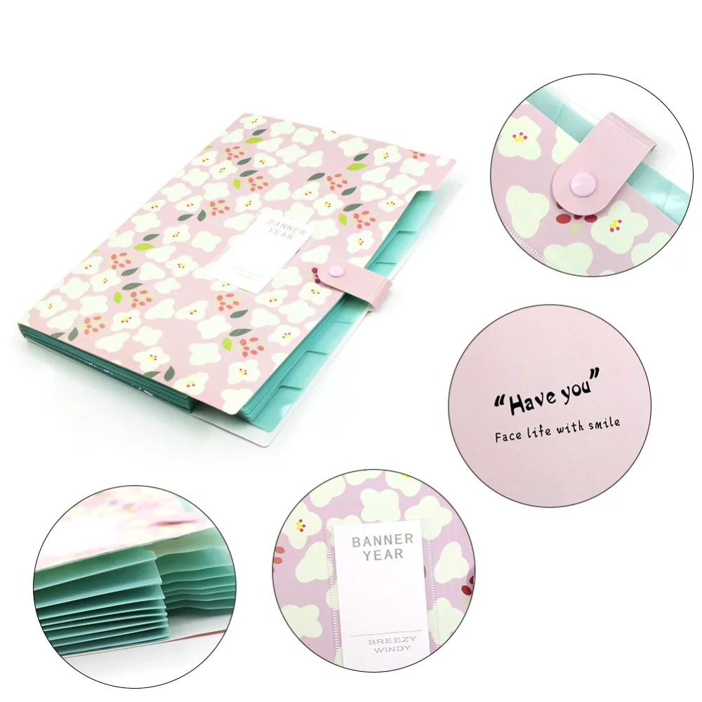 

A4 Candy Floral waterproof 8 Pockets expanding Organizers Wallet Close Documents Portfolios Folder 8 pockets for Home or Office