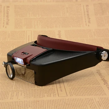 

Loupe Microscope LED light 1.7X 2X 2.5X 4.5X Helmet Style Magnifier Glass Headband Magnifying Glasses Reading or Repair Use