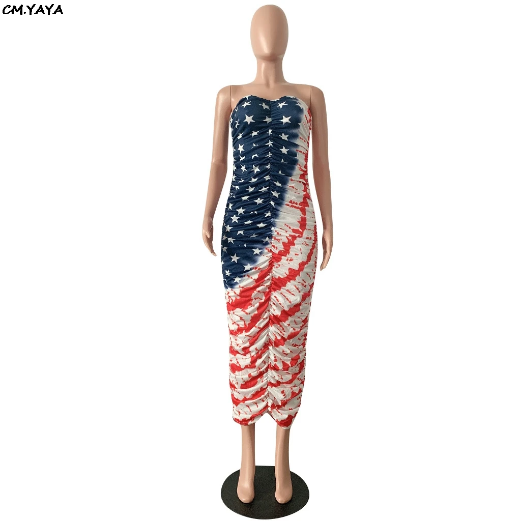 Женское длинное облегающее платье миди Клубное вечернее без бретелек с принтом