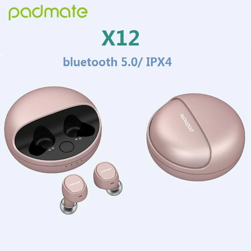 Padmate X12 наушники-вкладыши TWS True Беспроводной Bluetooth 5,0 вкладыши hi-fi-стереозвук наушники-вкладыши Наушники IPX4 Водонепроницаемый с микрофоном ANC