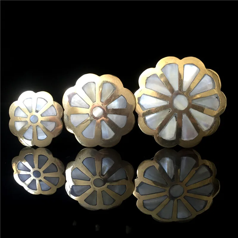 

TJB935 Nepal Indian Brass inlaid Shell and Yak Bone Jewelry Box 3pcs Set Gift for Girls Flower Storge Case