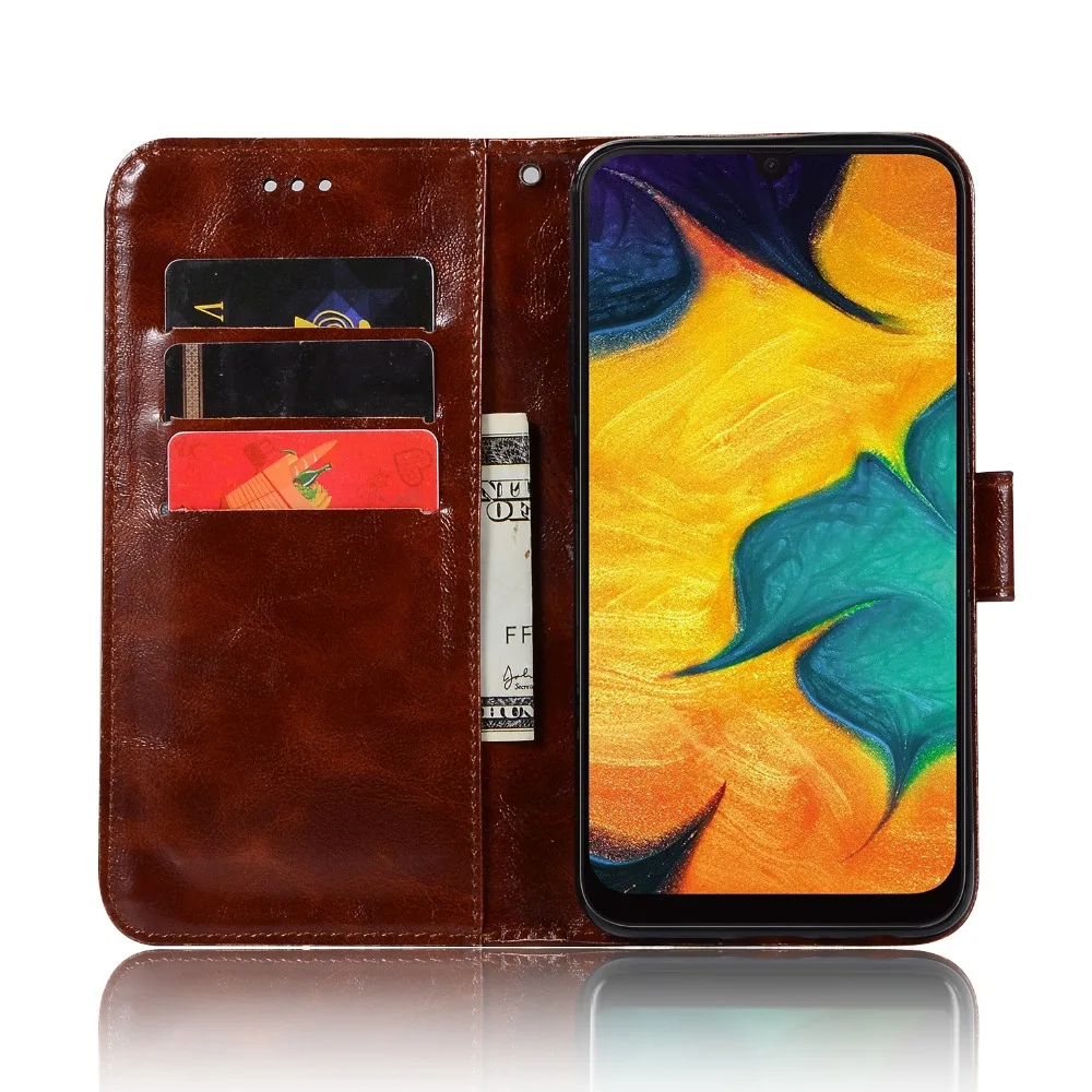 

Luxury Glossy Case For Samsung Galaxy A30 Retro Leather Kickstand Flip Wallet Cover For Samsung Galaxy A30 Magnetic Coque Funda