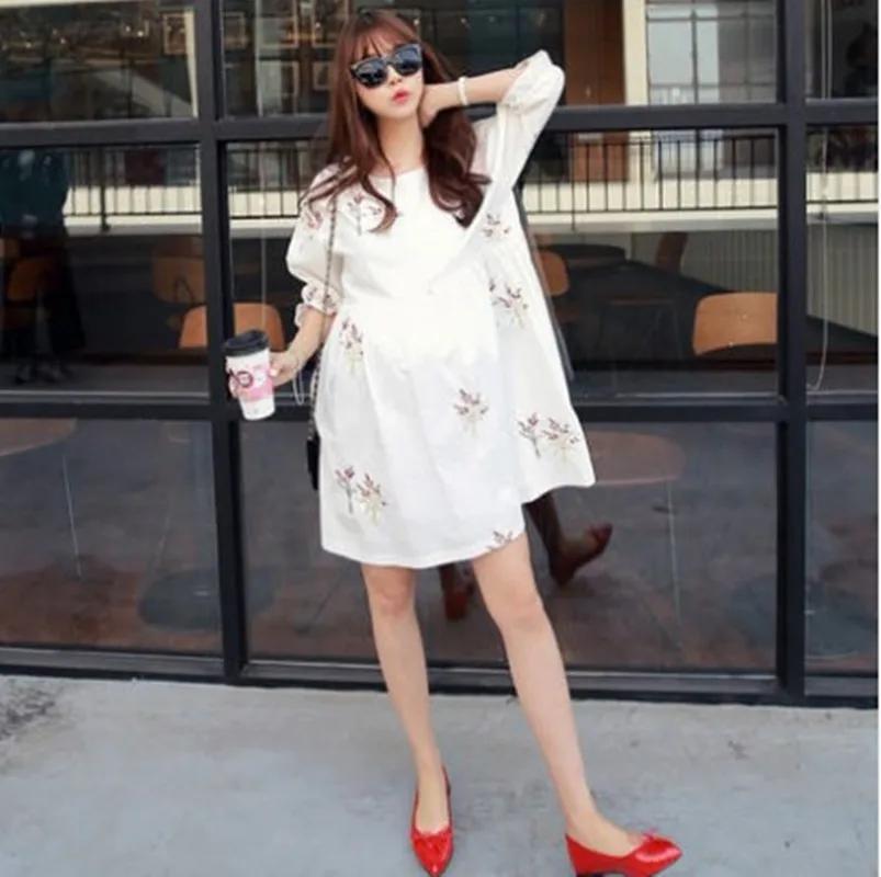 New Summer Maternity T-Shirt Dresses Clothes for Pregnant Women Half Sleeve Skirt Vestidos Clothes Pregnancy Clothing Plus Size