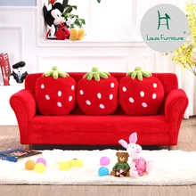 Луи модные детские диваны комната Милая мультяшная Ткань Искусство сочетание клубника с подушкой детский сад