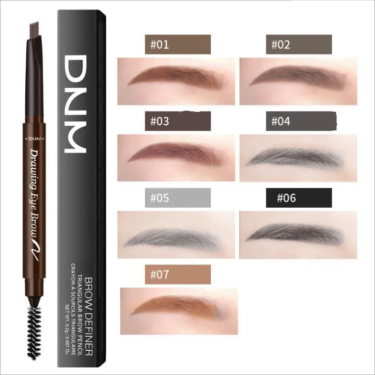 

7 Color Double Ended Eyebrow Pencil Waterproof Long Lasting No Blooming Rotatable Triangle Eye Brow Tatoo Pen Pencil Makeup