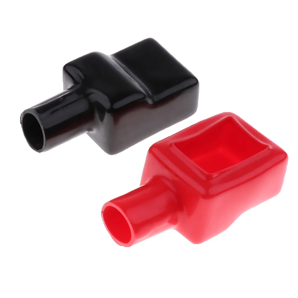 2Pcs PVC Battery Terminal Covers Positive Negative Insulation Boots Protector Battery Accessories for Cars Boats Trucks 