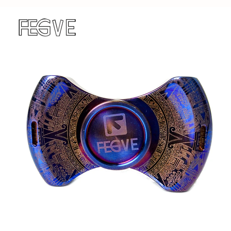 

FEGVE MaYa Fidget Spinner Hand Spinner Metal Finger Torqbar Leopard Carving Grilled Blue Titanium Alloy EDC Handspinner Toy FG04