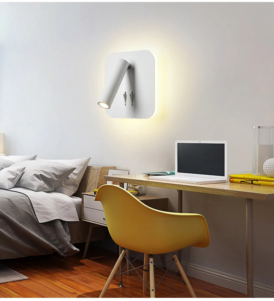 Lâmpada de Parede Levou com Interruptor Interior para Casa Luz de Parede Luz de Cabeceira Nordic 3 w Spotligh 6 w Backlight Livre Rotação Sconce Quarto 2 livre arandela luz de parede interior para casa quarto cabeceira luz