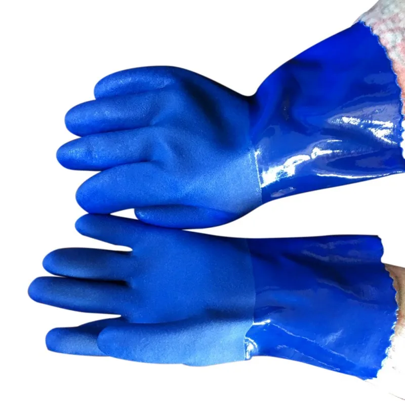 Противоскользящие перчатки для скребок рыбный резиновый синий рабочие перчатки для промышленных полностью пропитанных маслостойких кислот и щелочей