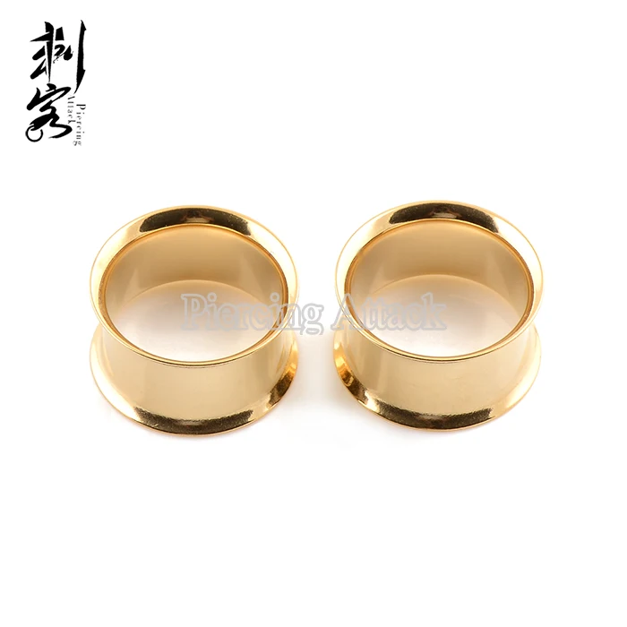 

Gold Anodzied Double Flared Plug Cheap Ear Tunnel 18mm-25mm Lot of 8pcs Body Jewelry Gauge Flesh Tunnel