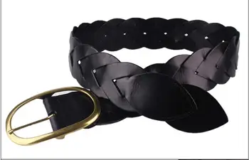 

Pin Buckle 100% Cowskin Leather Carved Retro Strap Female Women All-match Fashion Decorative Belts waistband