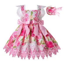 Pettigirl/Детские Платья с цветочным узором для девочек; праздничное платье с кружевными рукавами-крылышками и милыми розовыми бантами; детская одежда; G-DMGD203-19