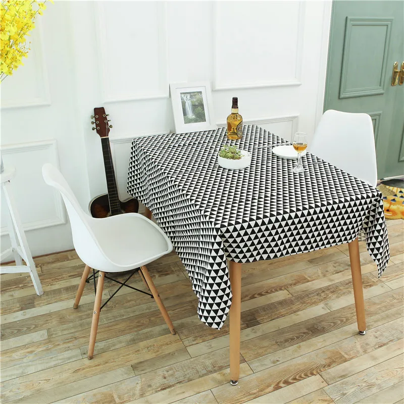 Black Geometric TableCloth Linen Creative Tringle Printed Napkins table cloths for home Banquet Decoration tablo Covers manteles Black Geometric TableCloth Linen Creative Tringle Printed Napkins table cloths for home Banquet Decoration tablo Covers manteles