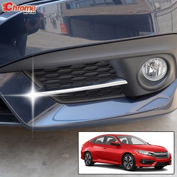 

For Honda Civic 2016 2017 2018 Front Head Fog Light Lamp Foglight Bumper Grille Chrome Trim Cover Car Styling Accessories Kit
