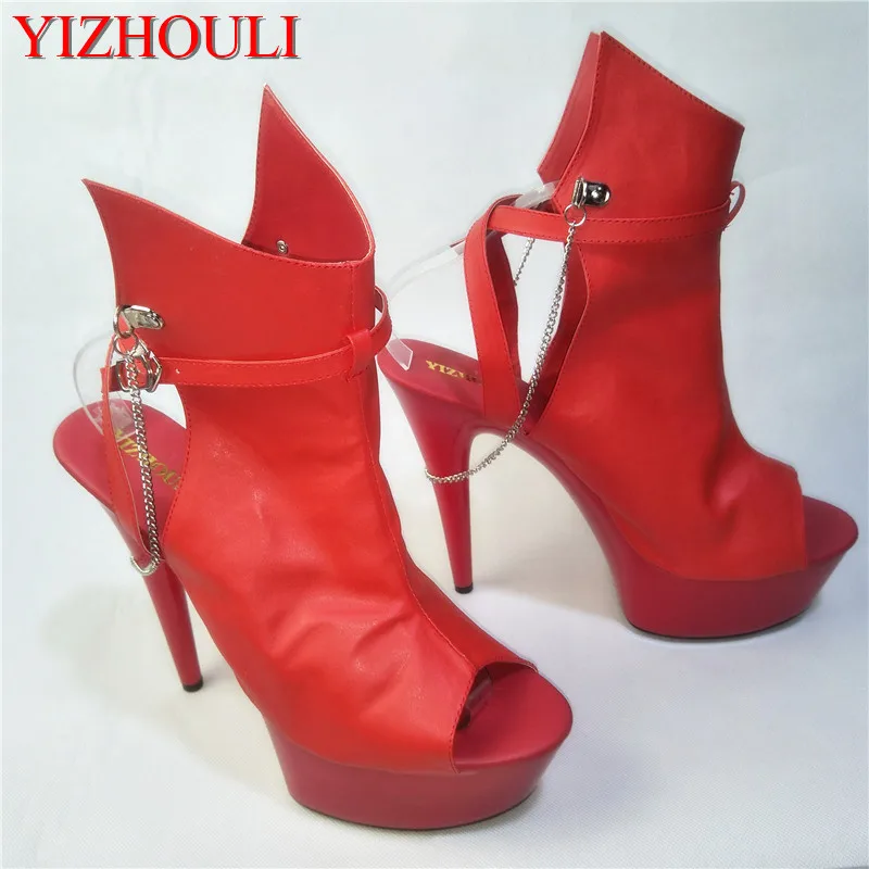 Rot 15 Hohe Toeless Sandalen Plattform Hochzeit Leder Frauen Spitze Gladiator Cm Stiletto Schuhe Schuhe Offene Ferse wZYTnI